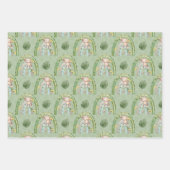 グリーンイエローモンキーツリーレインボーベビーシャワー ラッピングペーパーシート (正面)