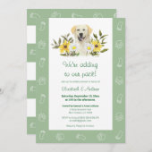 グリーンイエローラブラドールドッグベビーシャワー招待状 招待状 (正面/裏面)