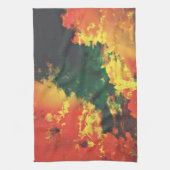 グリーンイエローレッドクラウド抽象芸術デジタルアートデザイン キッチンタオル (縦)