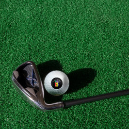 グリーンイエローレッドモノグラムイニシャルB白黒 ゴルフボール