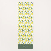 グリーンイエローレモンスライスウォーターカラーアート ヨガマット (正面)