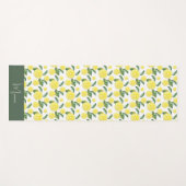 グリーンイエローレモンスライスウォーターカラーアート ヨガマット (正面(横))