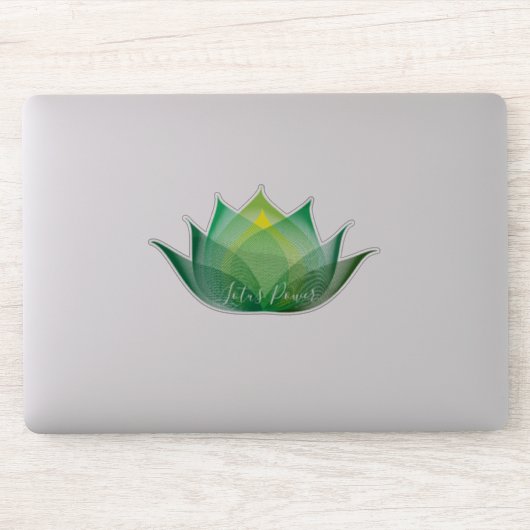 グリーンイエローロータスフラワーアートヨエレガントガユニークー シール (コンピューター)