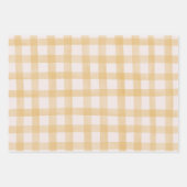 グリーンイエロー水彩ギンガム ラッピングペーパーシート (正面)