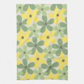 グリーンイエロー熱帯フローラ夏 キッチンタオル (縦)