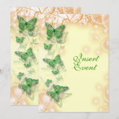 グリーンイエロー誕生日婚約結婚 招待状 (正面/裏面)