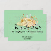 グリーンイエロー フラワール  Save the Date 出席案内カード 出欠カード (正面/裏面)