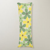グリーンイエロー レトロ Y2K 70年代 花柄パターン ボディピロー (正面縦)