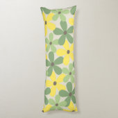 グリーンイエロー レトロ Y2K 70年代 花柄パターン ボディピロー (裏面 (縦))