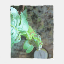 グリーンイグアナ フリースブランケット