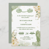 グリーンイスラム結婚式招待状 招待状 (正面/裏面)