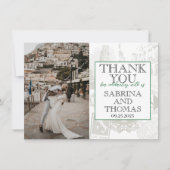 グリーンイタリ結婚アの写真ありがとう サンキューカード (正面)
