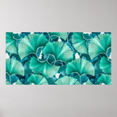 グリーンイチョウイラストレーション模様 ポスター (正面)