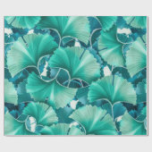 グリーンイチョウイラストレーション模様 ラッピングペーパー (フラット)