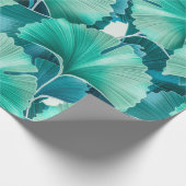 グリーンイチョウイラストレーション模様 ラッピングペーパー (角)