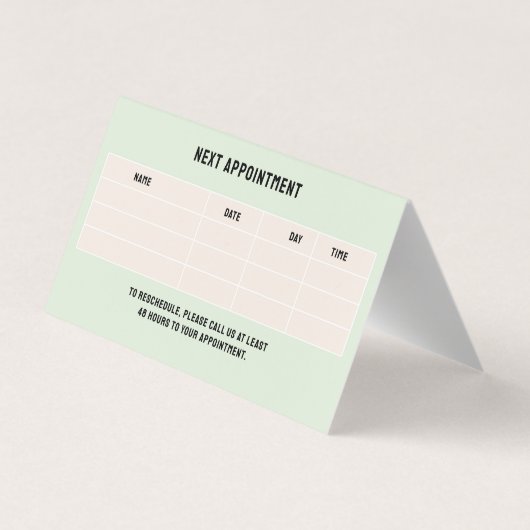 グリーンイラストレーションランドリーバスケットアポイントメント 名刺 (裏面)