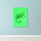 グリーンインクカメレオン爬虫類キッズキャンバスアート キャンバスプリント (インサイチュ (ウッドフロア))