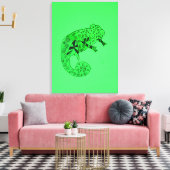 グリーンインクカメレオン爬虫類キッズキャンバスアート キャンバスプリント (インサイチュ (リビング))