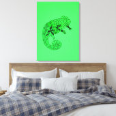 グリーンインクカメレオン爬虫類キッズキャンバスアート キャンバスプリント (インサイチュ (寝室))