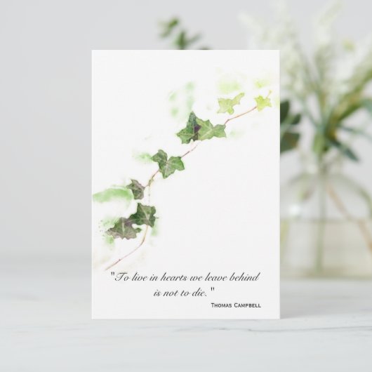 グリーンイングリッシュアイビーつる植物ありがとうございました悔やみや弔慰 サンキューカード (スタンド正面)