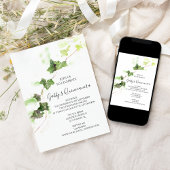 グリーンイングリッシュアイビーつる植物ウォーターカラーキンセアニェラ 招待状