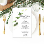 グリーンイングリッシュアイビーつる植物ウォーター結婚カラーのメニュー チラシ