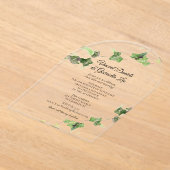 グリーンイングリッシュアイビーつる植物ウォーター結婚カラー アクリル招待状 (レイダウン)