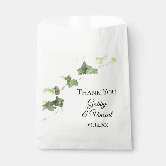 グリーンイングリッシュアイビーつる植物ウォーター結婚カラー フェイバーバッグ (正面)