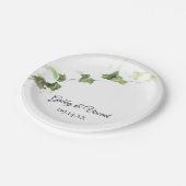 グリーンイングリッシュアイビーつる植物ウォーター結婚カラー ペーパープレート (アングル)