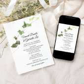 グリーンイングリッシュアイビーつる植物ウォーター結婚カラー 招待状