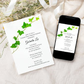 グリーンイングリッシュアイビーつる植物ガーデンパーティーブライダルシャワー 招待状