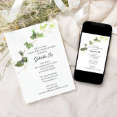 グリーンイングリッシュアイビーつる植物ガーデンパーティーブライダルシャワー 招待状