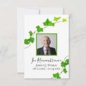 グリーンイングリッシュアイビーつる植物リーフ葬儀悔やみや弔慰 サンキューカード (正面)