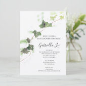 グリーンイングリッシュアイビーつる植物水の色ベビーシャワー 招待状 (スタンド正面)