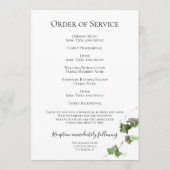 グリーンイングリッシュアイビーつる植物水彩葬儀サービス プログラム (裏面)