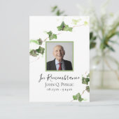 グリーンイングリッシュアイビーつる植物水彩葬儀悔やみや弔慰 サンキューカード (スタンド正面)