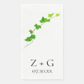 グリーンイングリッシュアイビーつる植物結婚ズ紙ゲストタオル (正面)