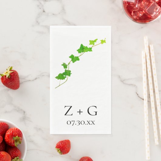 グリーンイングリッシュアイビーつる植物結婚ズ紙ゲストタオル (インサイチュ)