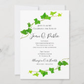 グリーンイングリッシュアイビーつる植物葉お祝いオブ・ライフ 招待状 (正面)