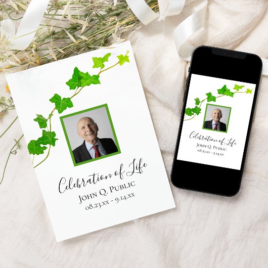 グリーンイングリッシュアイビーつる植物葉お祝いオブ・ライフ 招待状