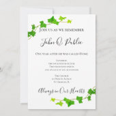 グリーンイングリッシュアイビーつる植物葉樹死記念日 招待状 (裏面)