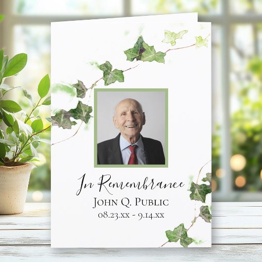 グリーンイングリッシュアイビーつる植物葬儀サービス折り畳み プログラム