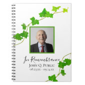 グリーンイングリッシュアイビーつる植物葬儀記念ゲストブック ノートブック (正面)