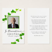 グリーンイングリッシュアイビーつる植物葬儀記念祈りの言葉 (正面&裏面)