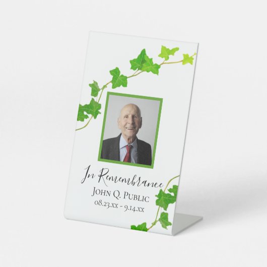 グリーンイングリッシュアイビーつる植物葬儀記念 台座サイン (正面)