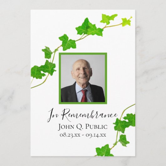 グリーンイングリッシュアイビーつる植物観葉葬式 プログラム (正面)