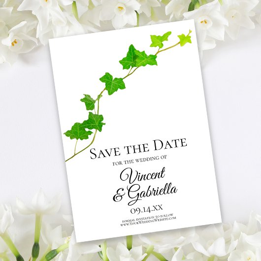 グリーンイングリッシュアイビーウェディングザデー セーブザデート