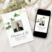 グリーンイングリッシュアイビーウォーターお祝いの生活 招待状