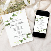 グリーンイングリッシュアイビーウォーターお祝いの生活 招待状