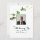 グリーンイングリッシュアイビーウォーターお祝いの生活 招待状 (正面)